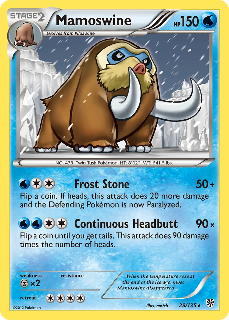 Mamoswine 28/135, Plasma Storm Pokémon card