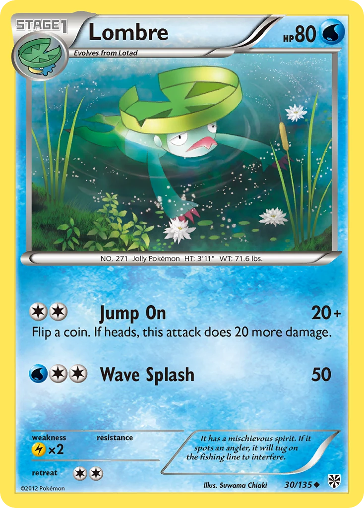 Lombre 30/135, Plasma Storm Pokémon card