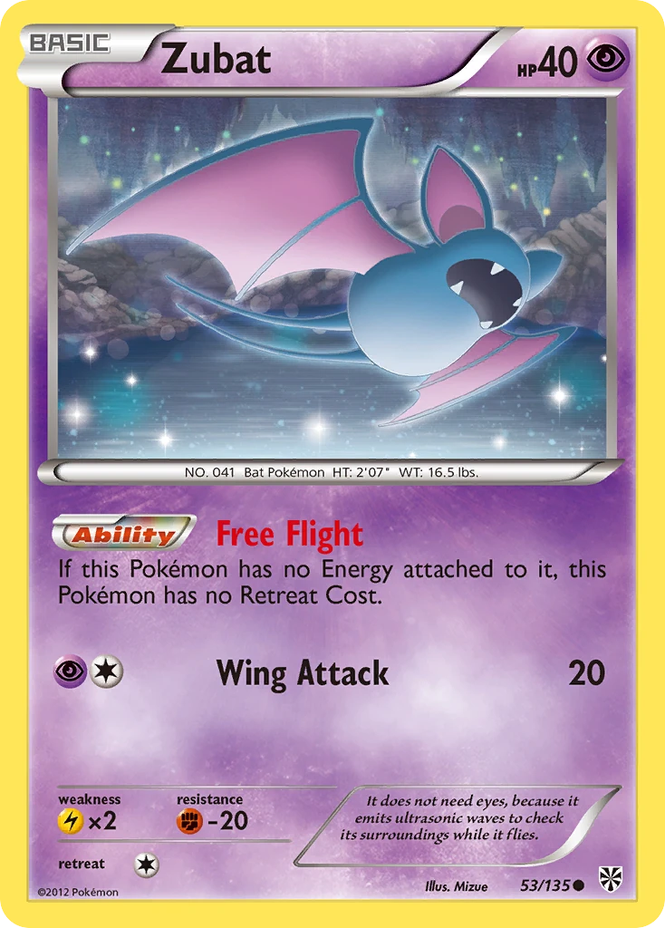 Zubat 53/135, Plasma Storm Pokémon card