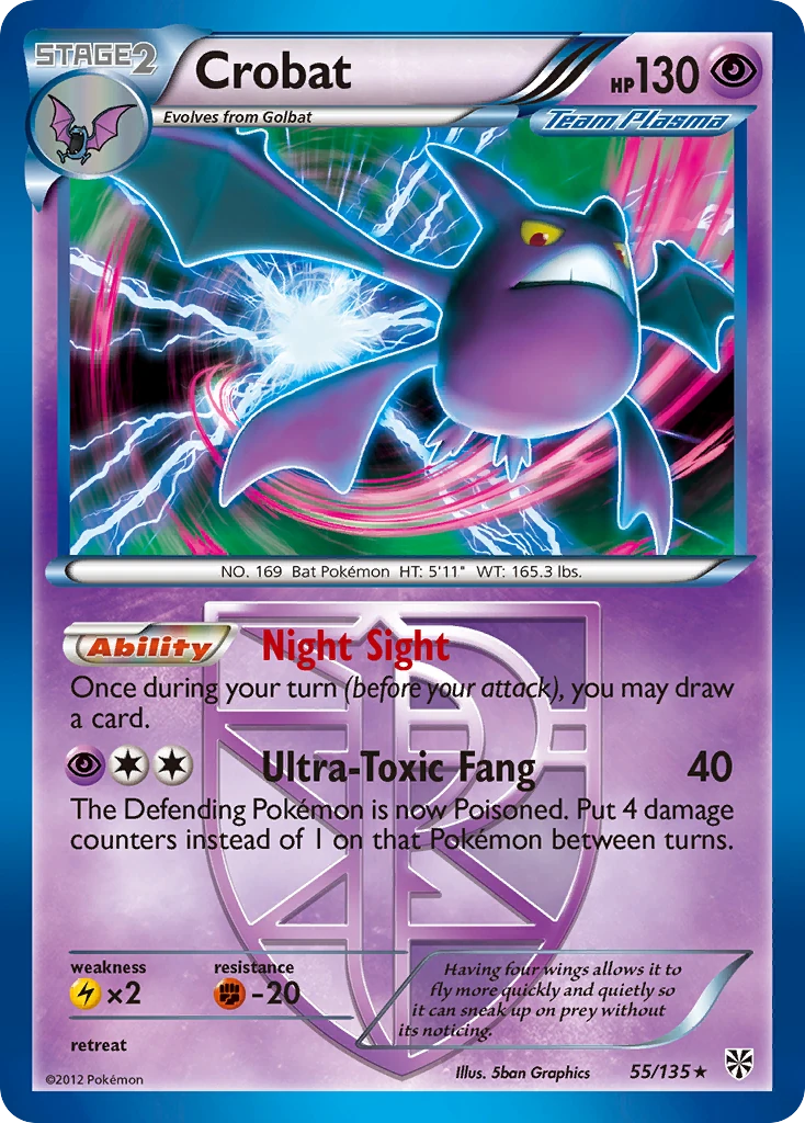 Crobat 55/135, Plasma Storm Pokémon card