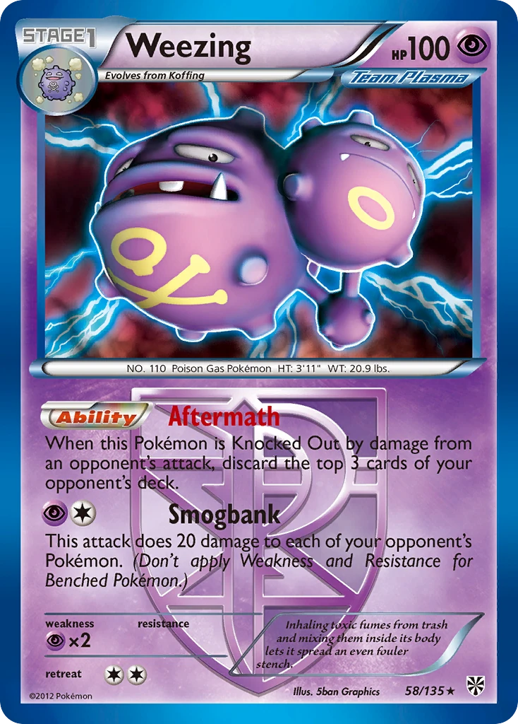 Weezing 58/135, Plasma Storm Pokémon card