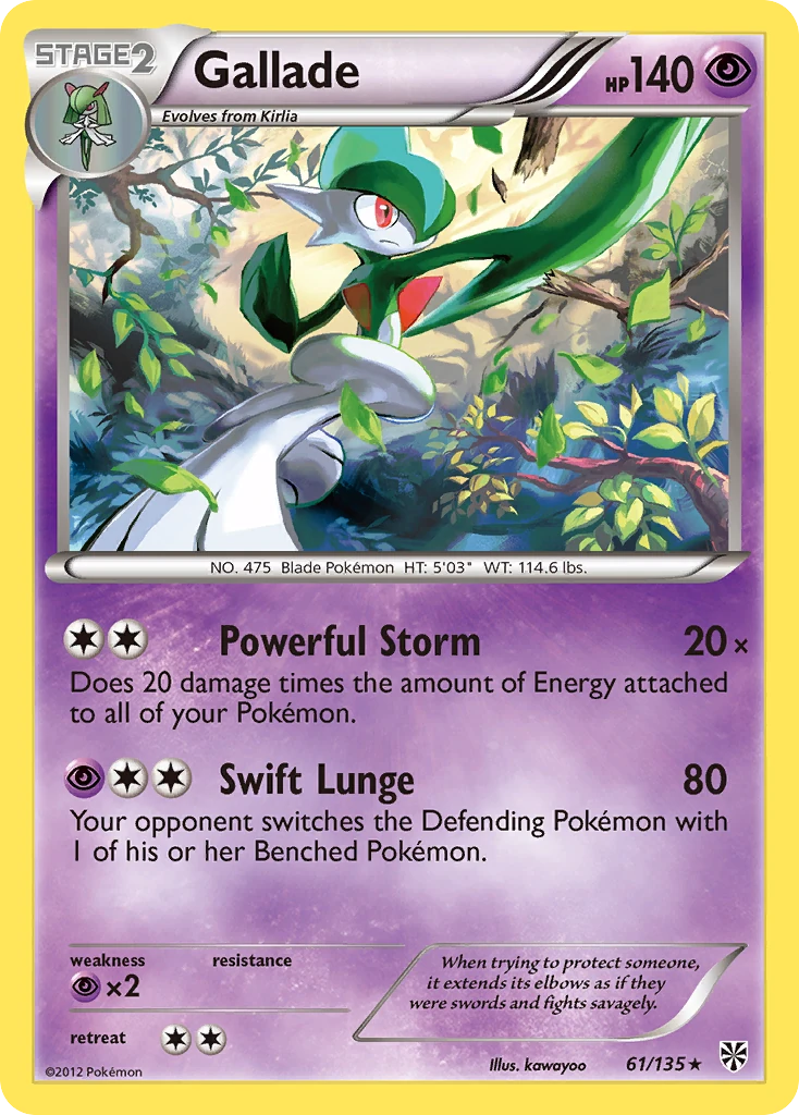 Gallade 61/135, Plasma Storm Pokémon card