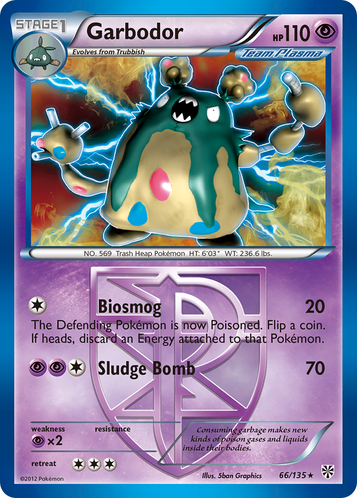 Garbodor 66/135, Plasma Storm Pokémon card