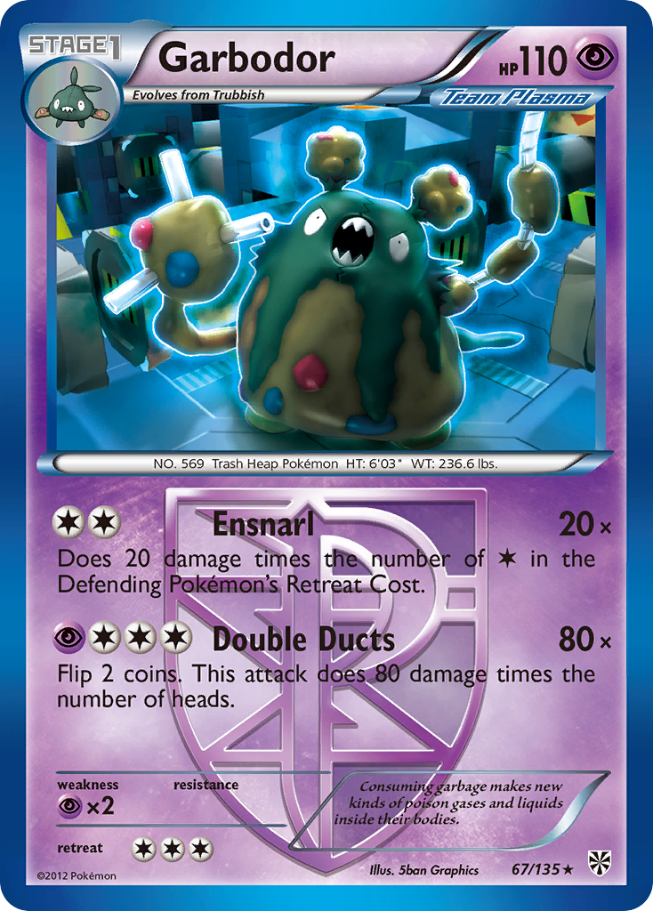 Garbodor 67/135, Plasma Storm Pokémon card