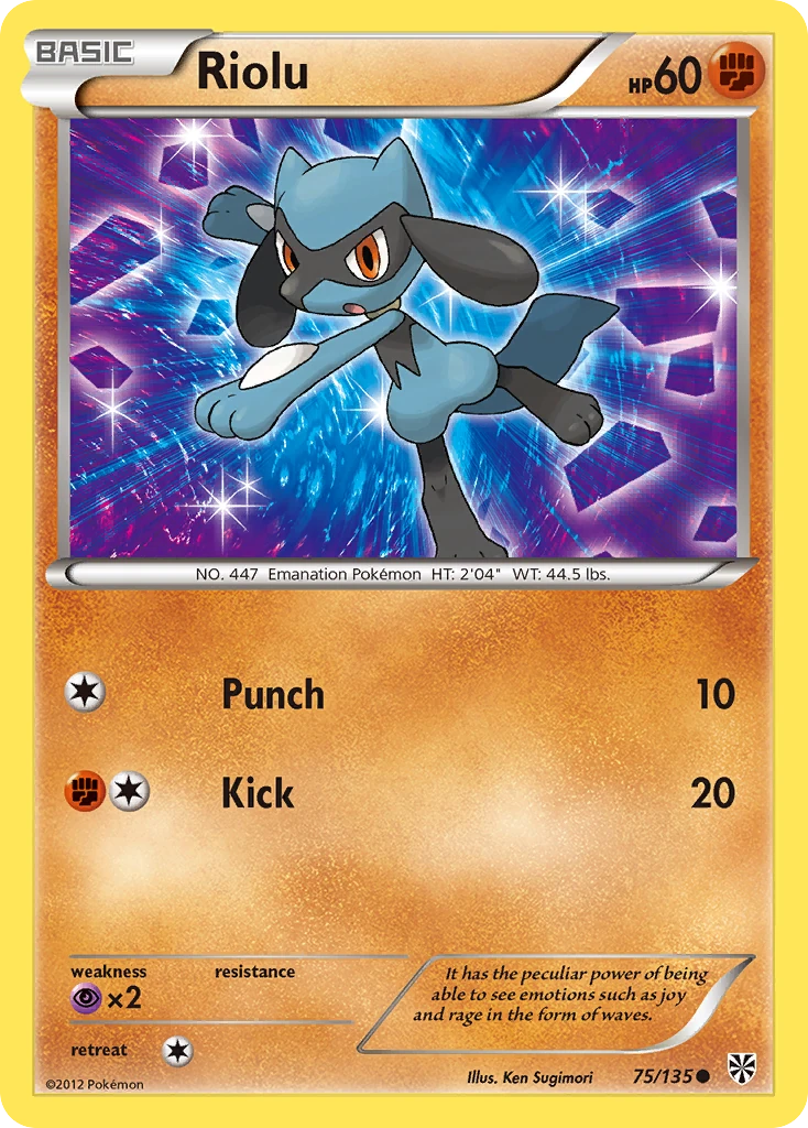Riolu 75/135, Plasma Storm Pokémon card