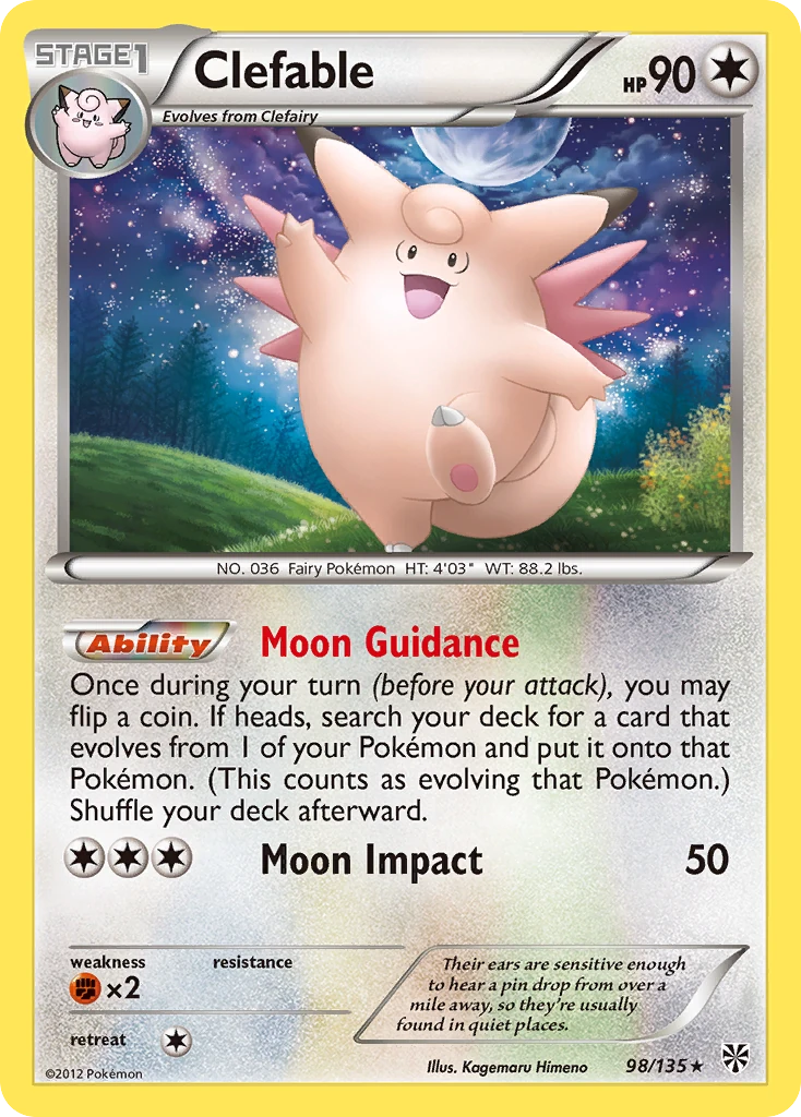 Clefable 98/135, Plasma Storm Pokémon card