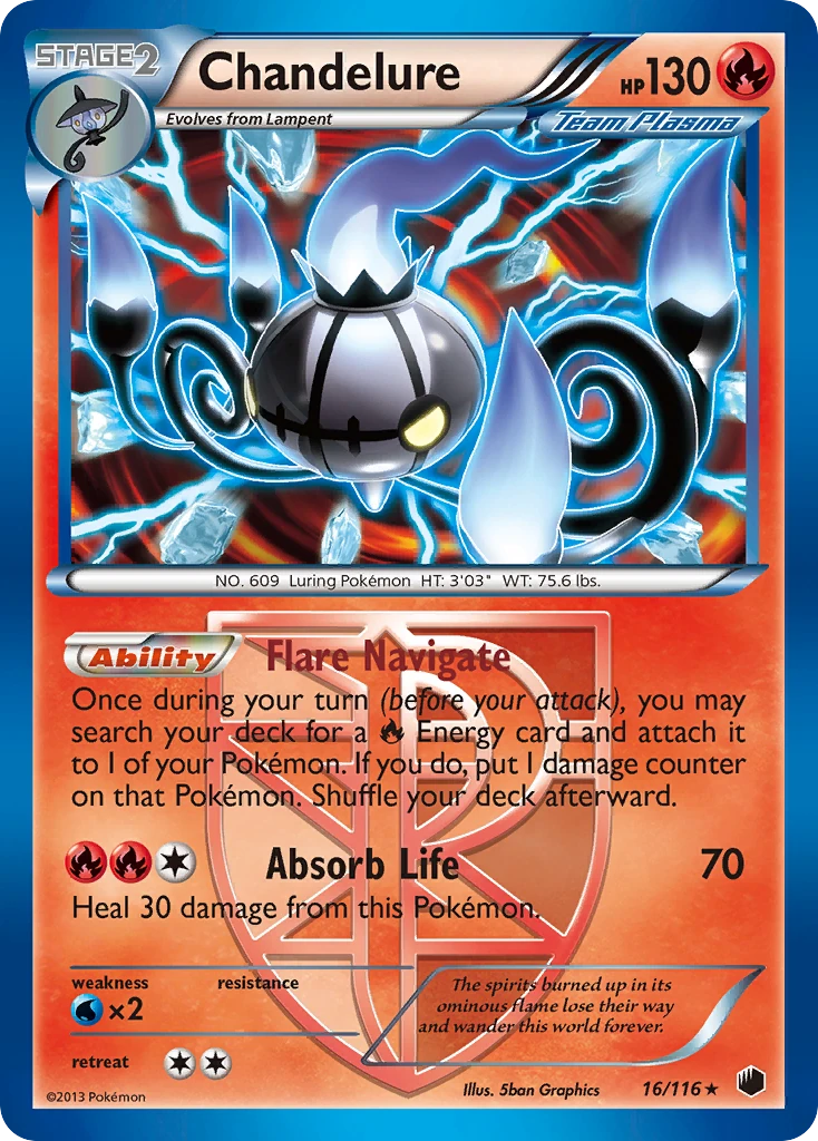 Chandelure 16/116, Plasma Freeze Pokémon card