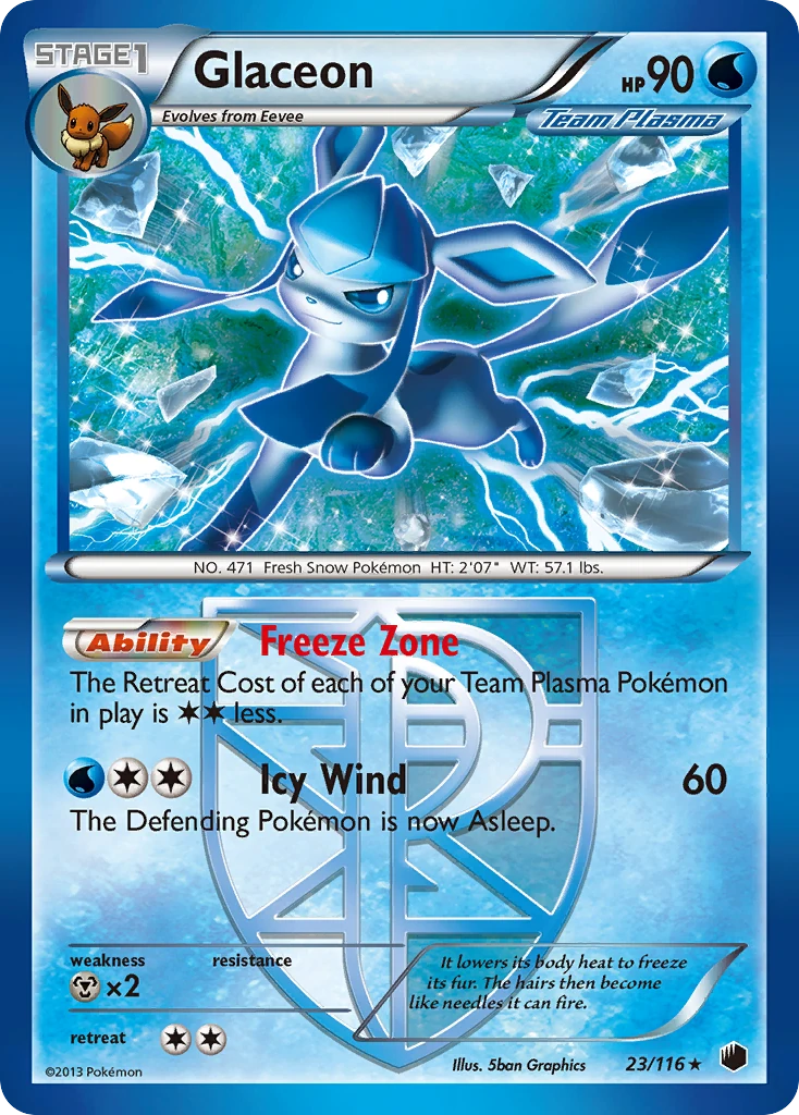 Glaceon 23/116, Plasma Freeze Pokémon card