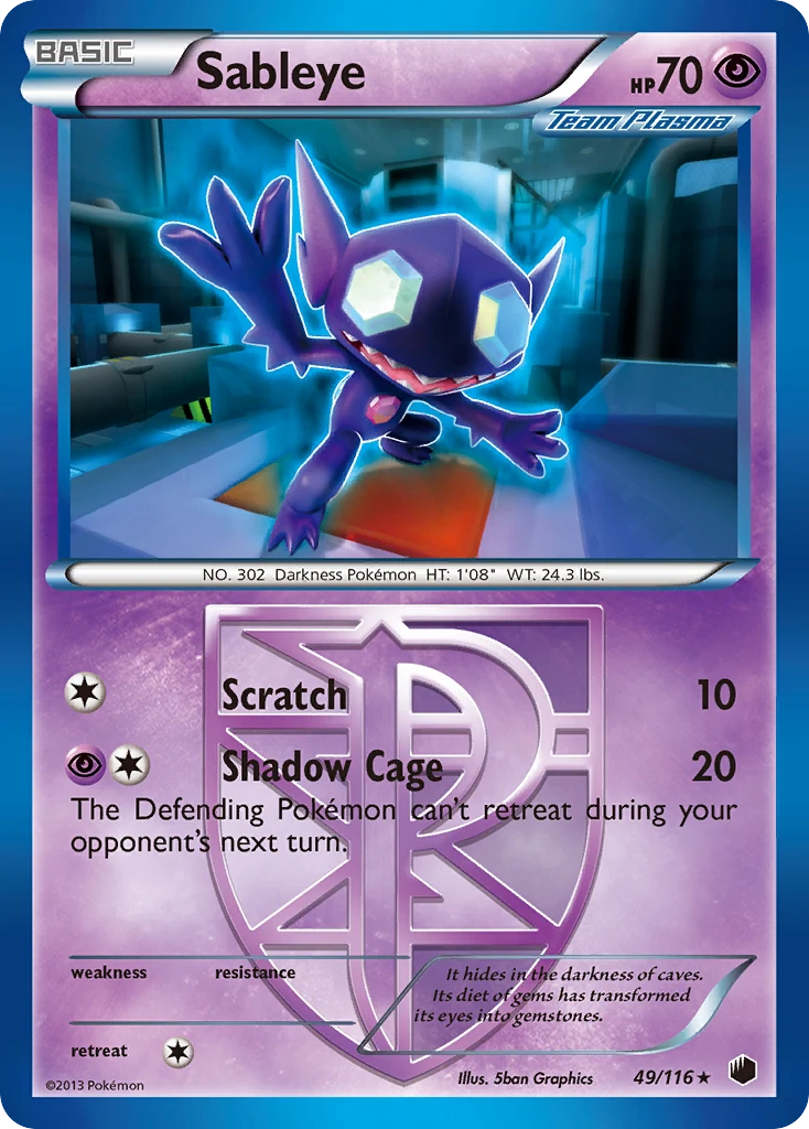 Sableye 49/116, Plasma Freeze Pokémon card