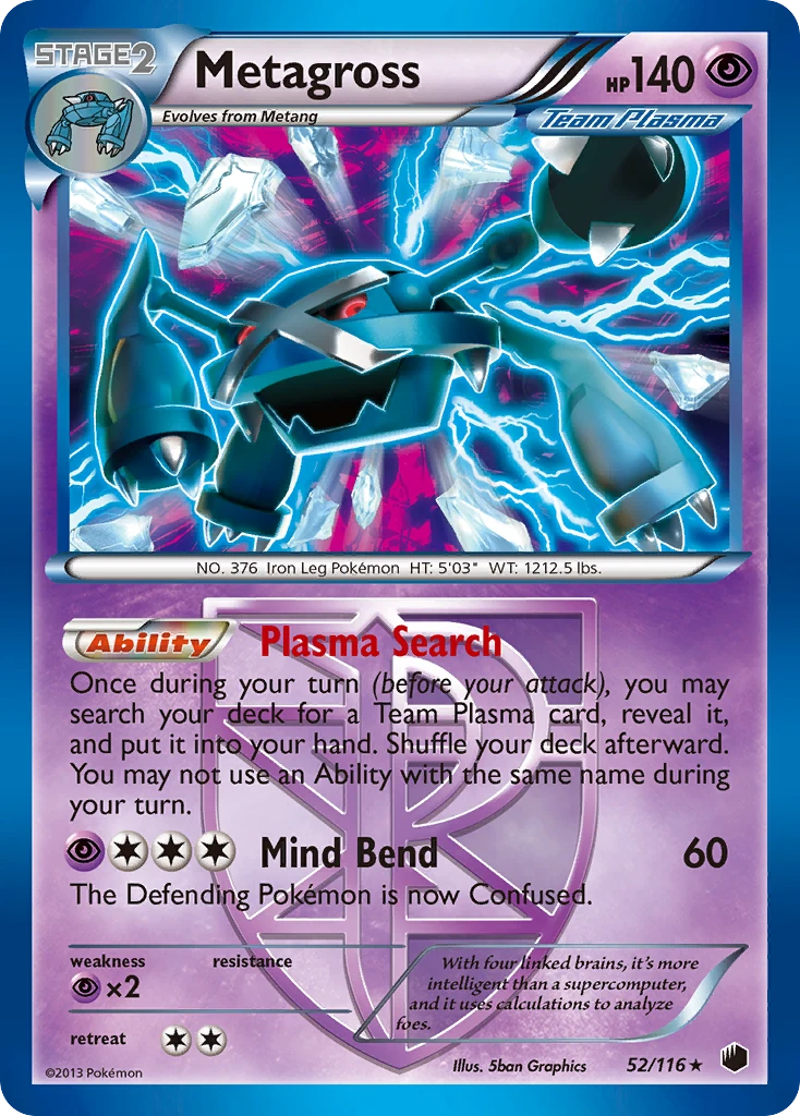 Metagross 52/116, Plasma Freeze Pokémon card