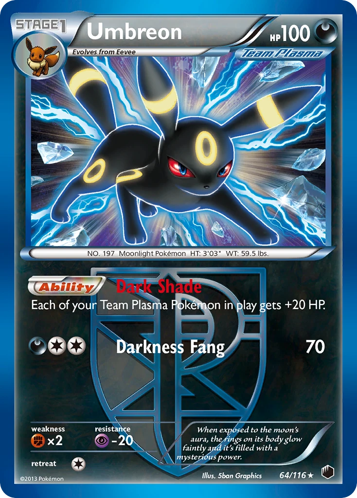 Umbreon 64/116, Plasma Freeze Pokémon card
