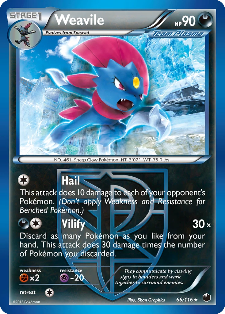 Weavile 66/116, Plasma Freeze Pokémon card
