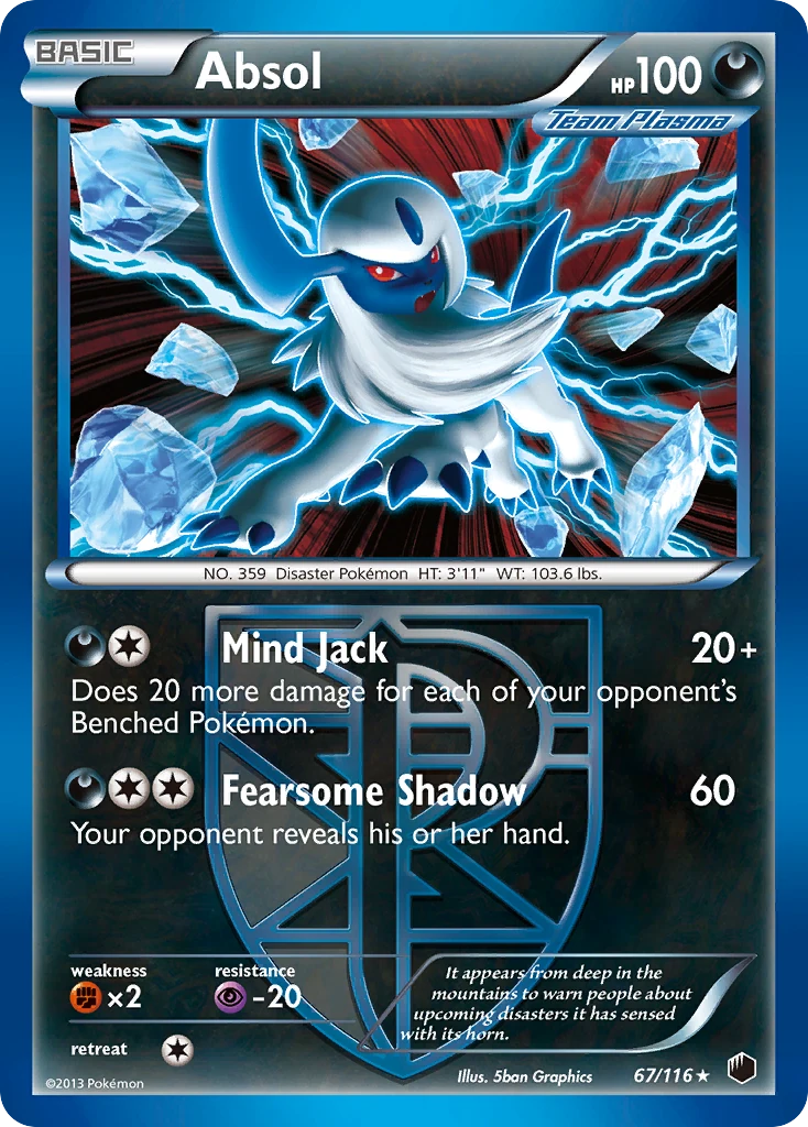 Absol 67/116, Plasma Freeze Pokémon card