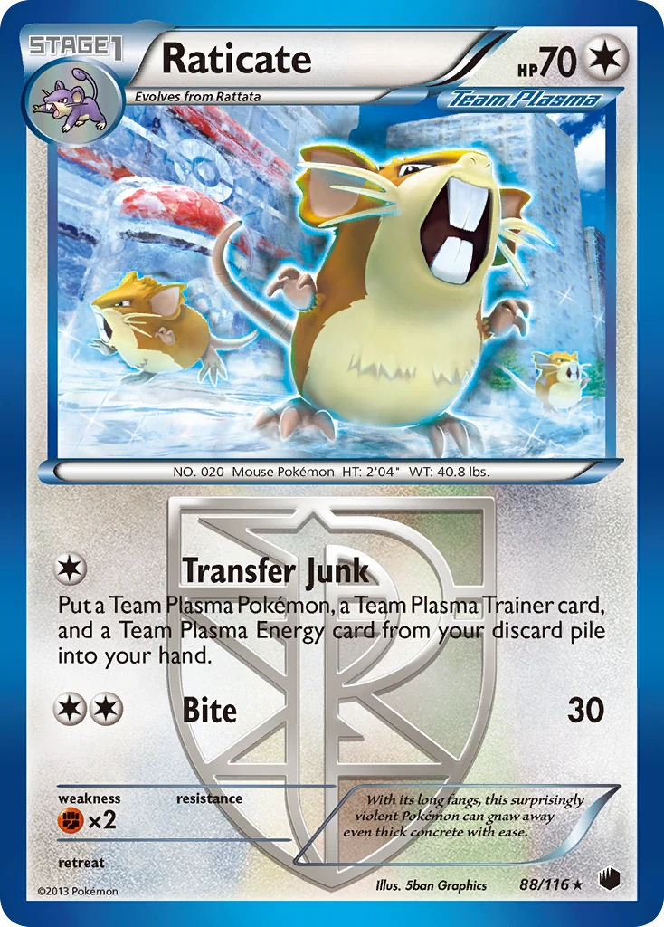 Raticate 88/116, Plasma Freeze Pokémon card