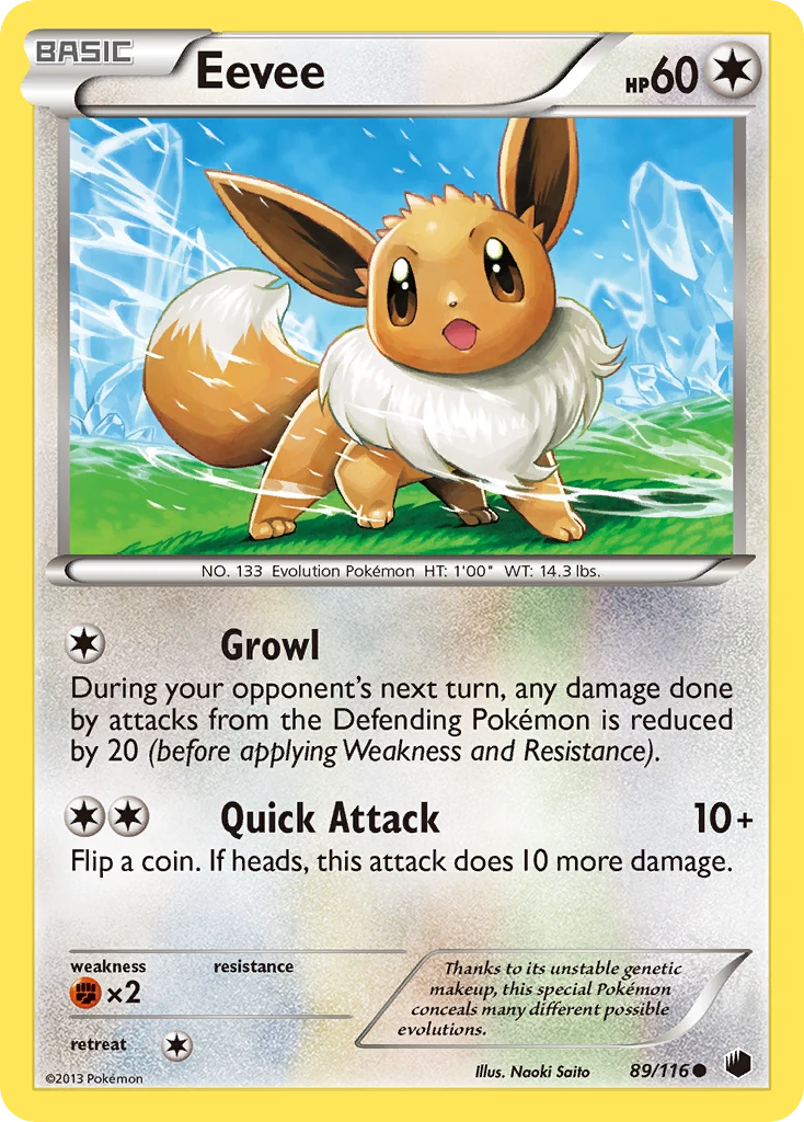 Eevee 89/116, Plasma Freeze Pokémon card