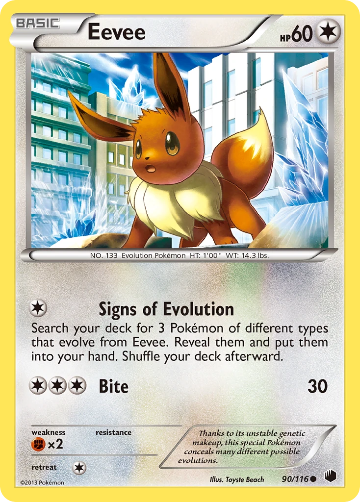 Eevee 90/116, Plasma Freeze Pokémon card