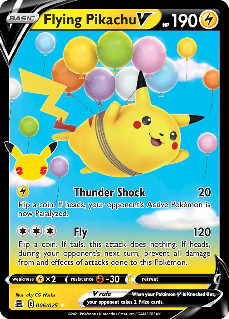 Flying Pikachu V 6/25, Celebrations Pokémon card