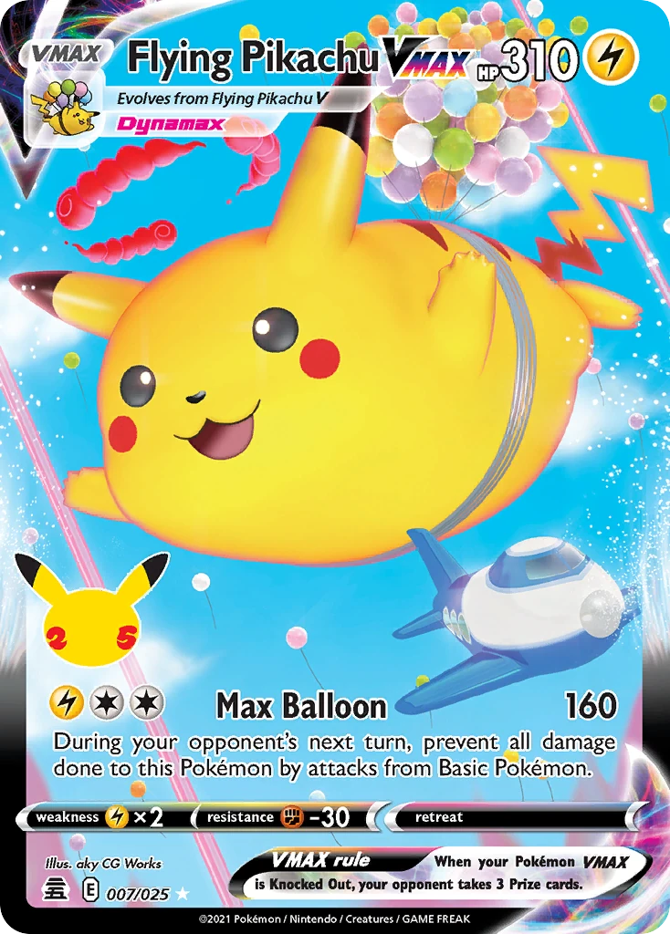 Flying Pikachu VMAX 7/25, Celebrations Pokémon card