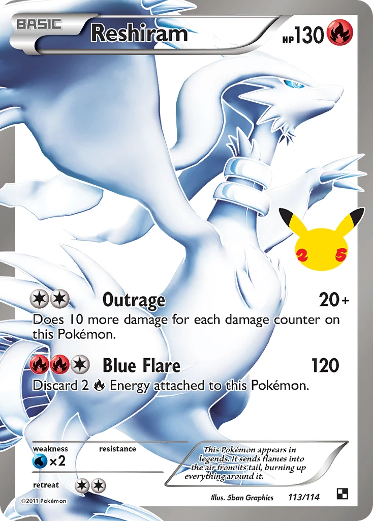 Reshiram 113/25, Celebrations: Classic Collection Pokémon card