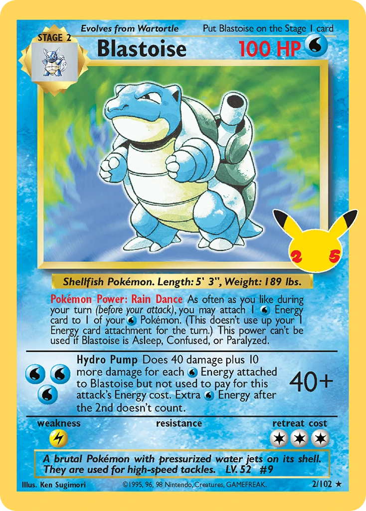Blastoise 2/25, Celebrations: Classic Collection Pokémon card