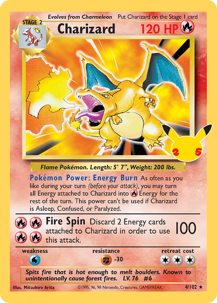Charizard 4/25, Celebrations: Classic Collection Pokémon card