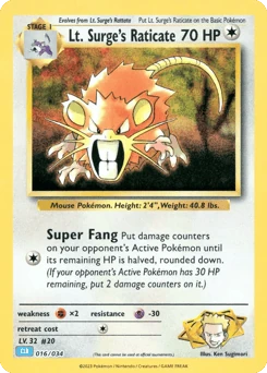 Lt. Surge's Raticate 16/34 Pokémon TCG Classic - Blastoise