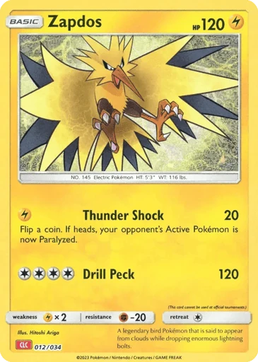 Zapdos 12/34 from Pokémon TCG Classic - Charizard