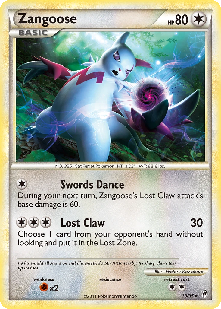 Zangoose 39/95, Call of Legends Pokémon card