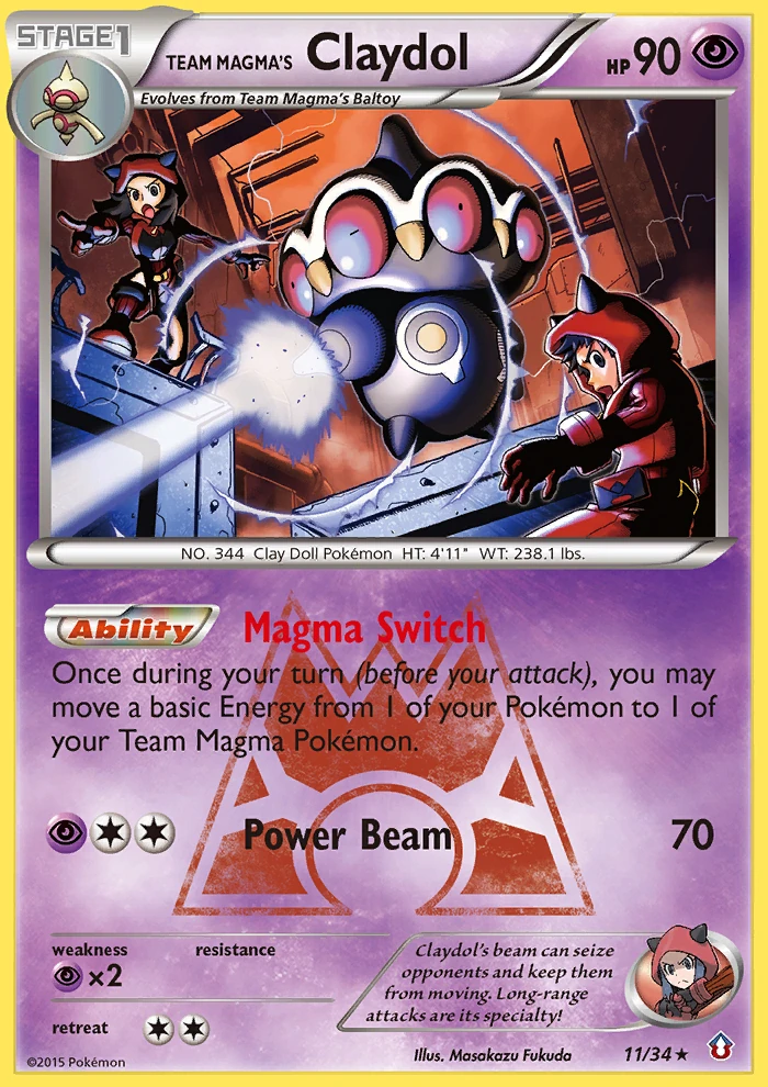 Team Magma's Claydol 11/34, Double Crisis Pokémon card