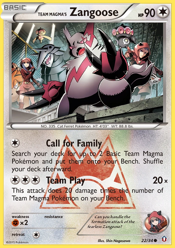Team Magma's Zangoose 22/34, Double Crisis Pokémon card