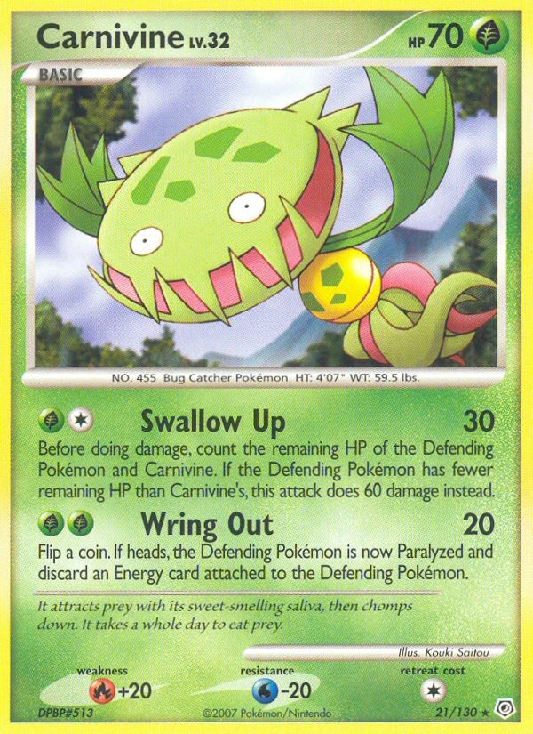 Carnivine 21/130, Diamond & Pearl Pokémon card