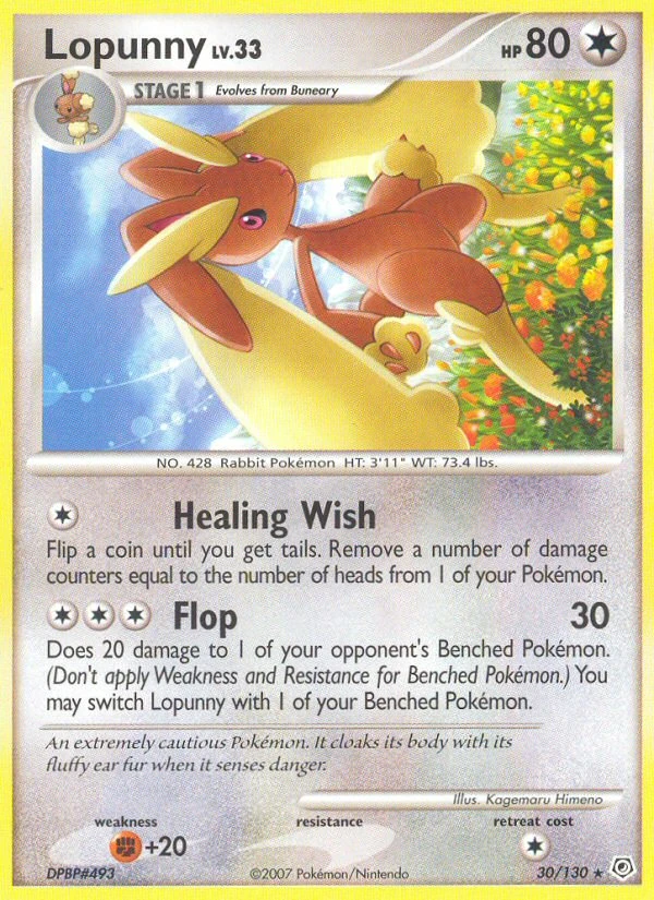 Lopunny 30/130, Diamond & Pearl Pokémon card