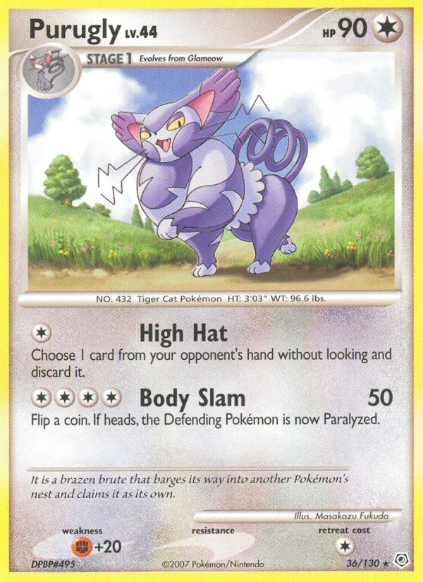 Purugly 36/130, Diamond & Pearl Pokémon card