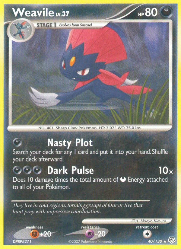 Weavile 40/130, Diamond & Pearl Pokémon card