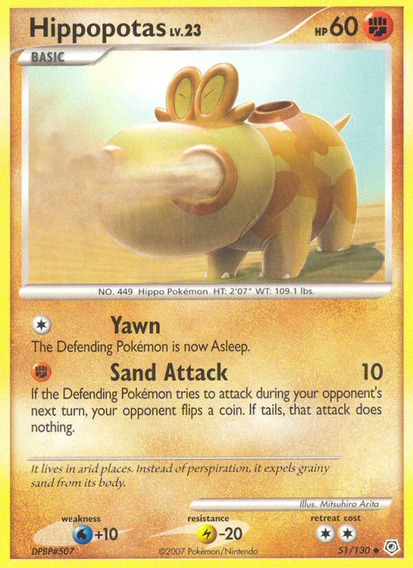 Hippopotas 51/130, Diamond & Pearl Pokémon card