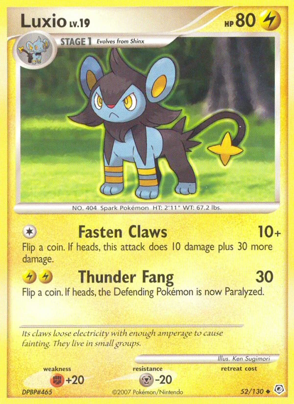 Luxio 52/130, Diamond & Pearl Pokémon card