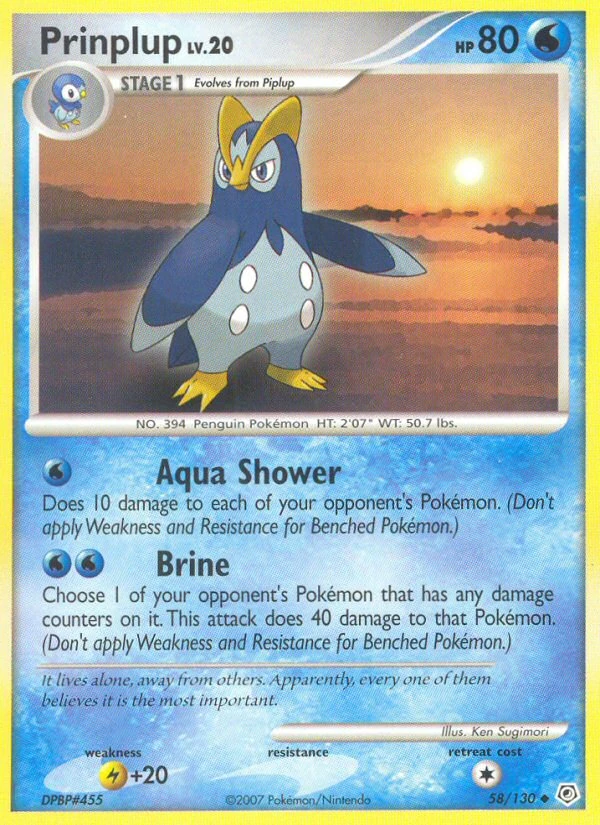 Prinplup 58/130, Diamond & Pearl Pokémon card