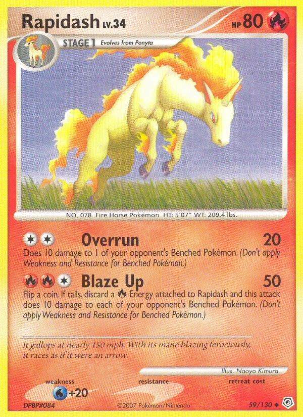 Rapidash 59/130, Diamond & Pearl Pokémon card