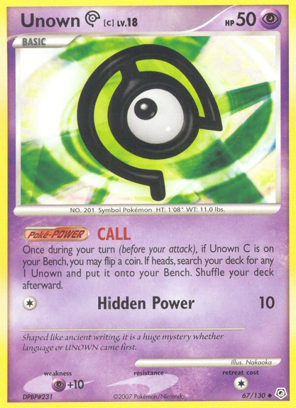 Unown [C] 67/130, Diamond & Pearl Pokémon card