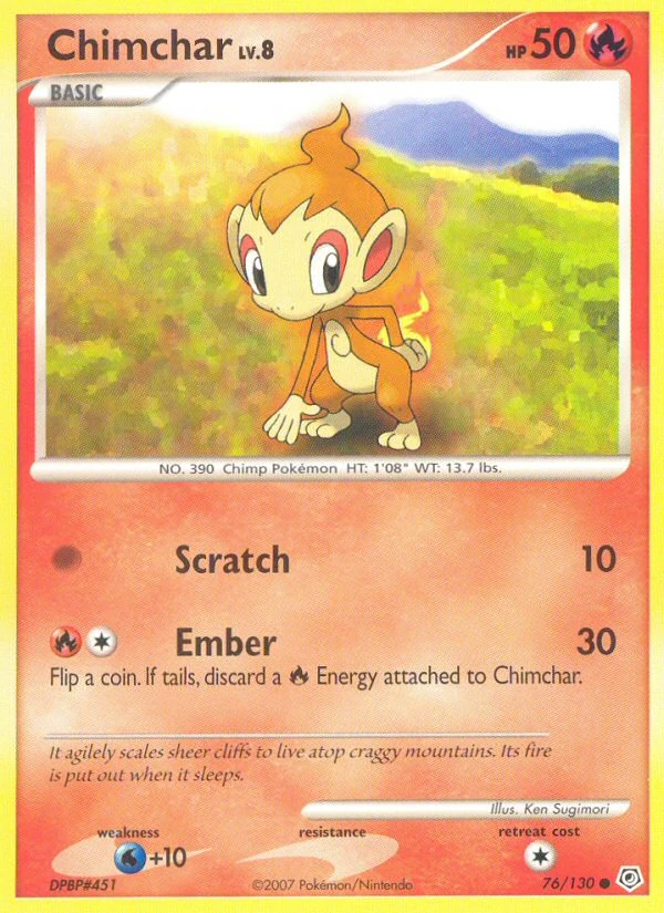 Chimchar 76/130, Diamond & Pearl Pokémon card
