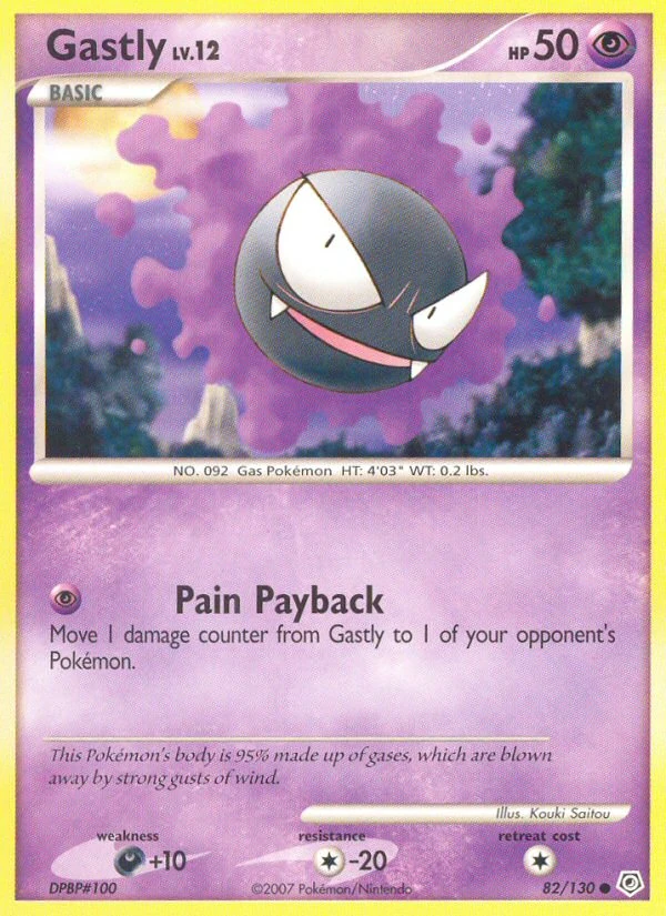 Gastly 82/130, Diamond & Pearl Pokémon card