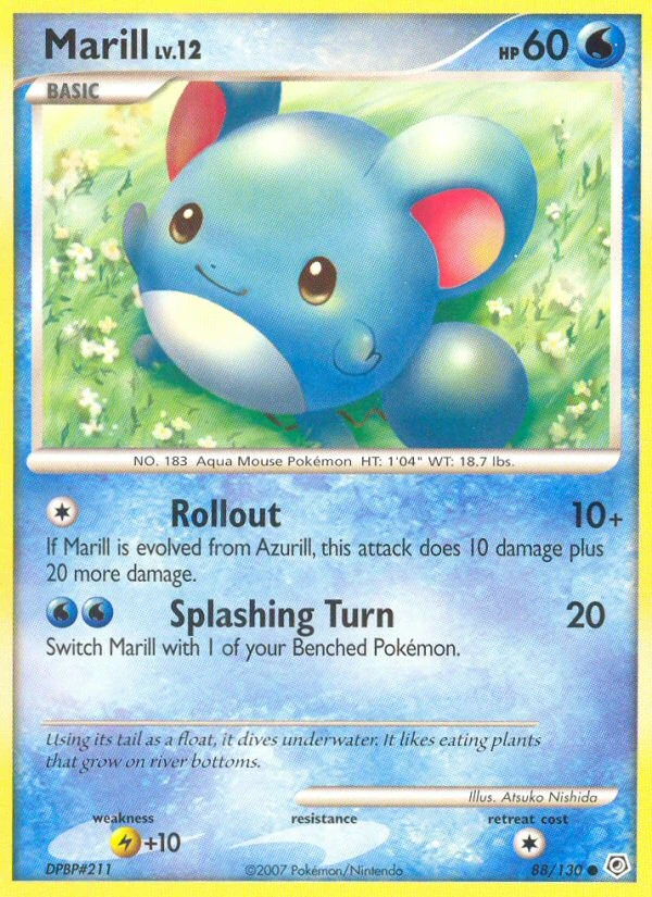 Marill 88/130, Diamond & Pearl Pokémon card