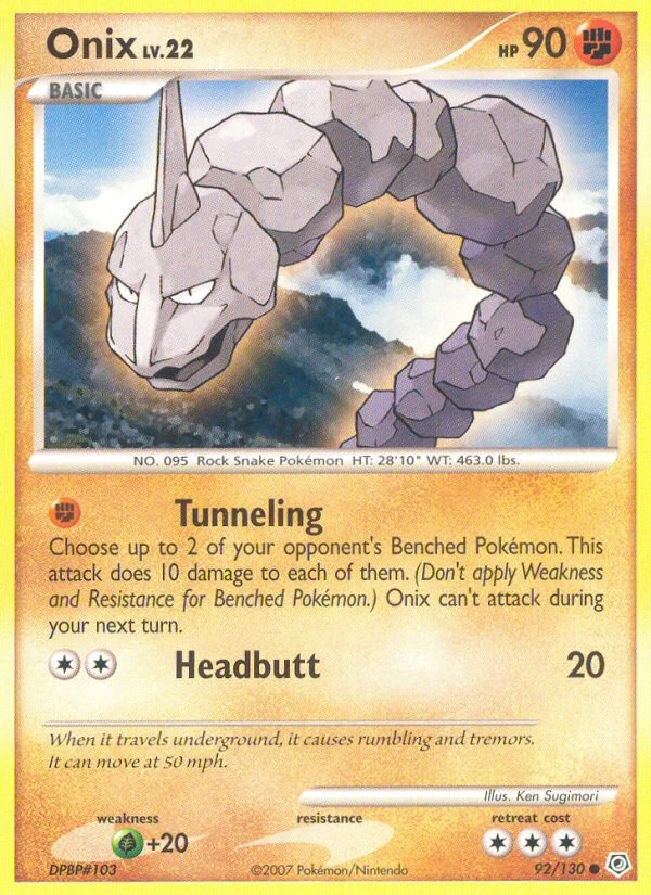 Onix 92/130, Diamond & Pearl Pokémon card