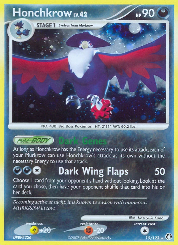 Honchkrow 10/123, Mysterious Treasures Pokémon card