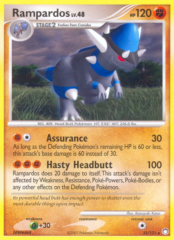 Rampardos 33/123, Mysterious Treasures Pokémon card