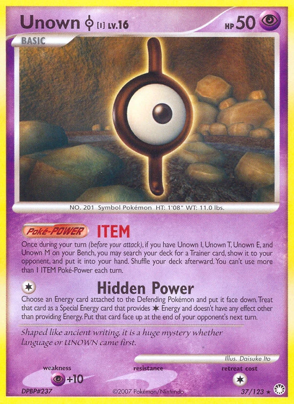 Unown [I] 37/123, Mysterious Treasures Pokémon card