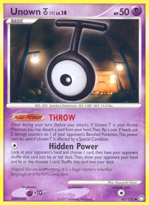 Unown [T] 67/123, Mysterious Treasures Pokémon card