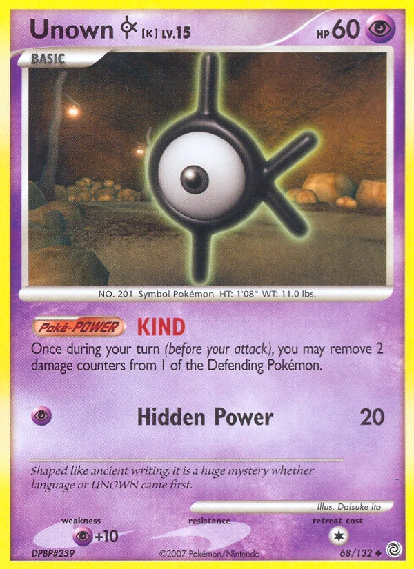 Unown [K] 68/132, Secret Wonders Pokémon card
