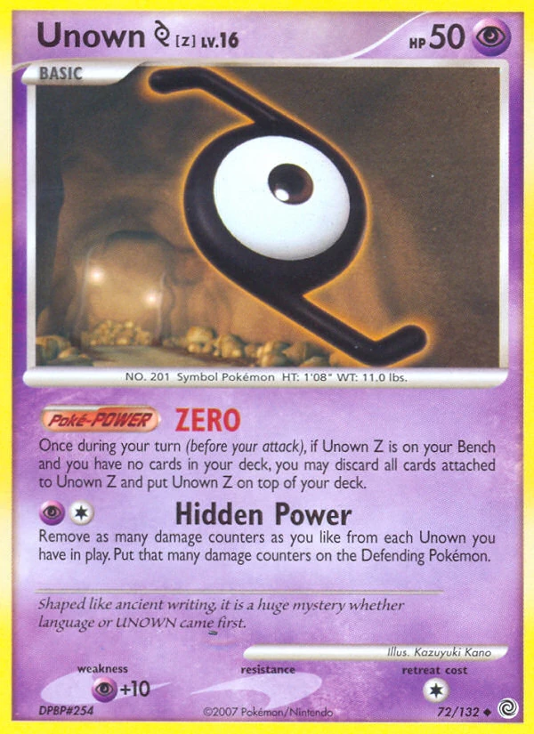Unown [Z] 72/132, Secret Wonders Pokémon card