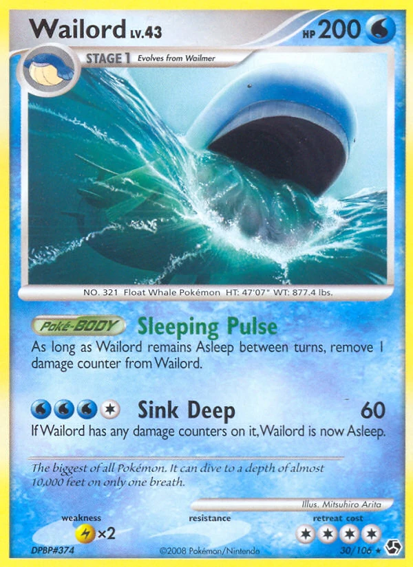 Wailord 30/106, Great Encounters Pokémon card